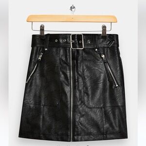 Faux leather moto skirt